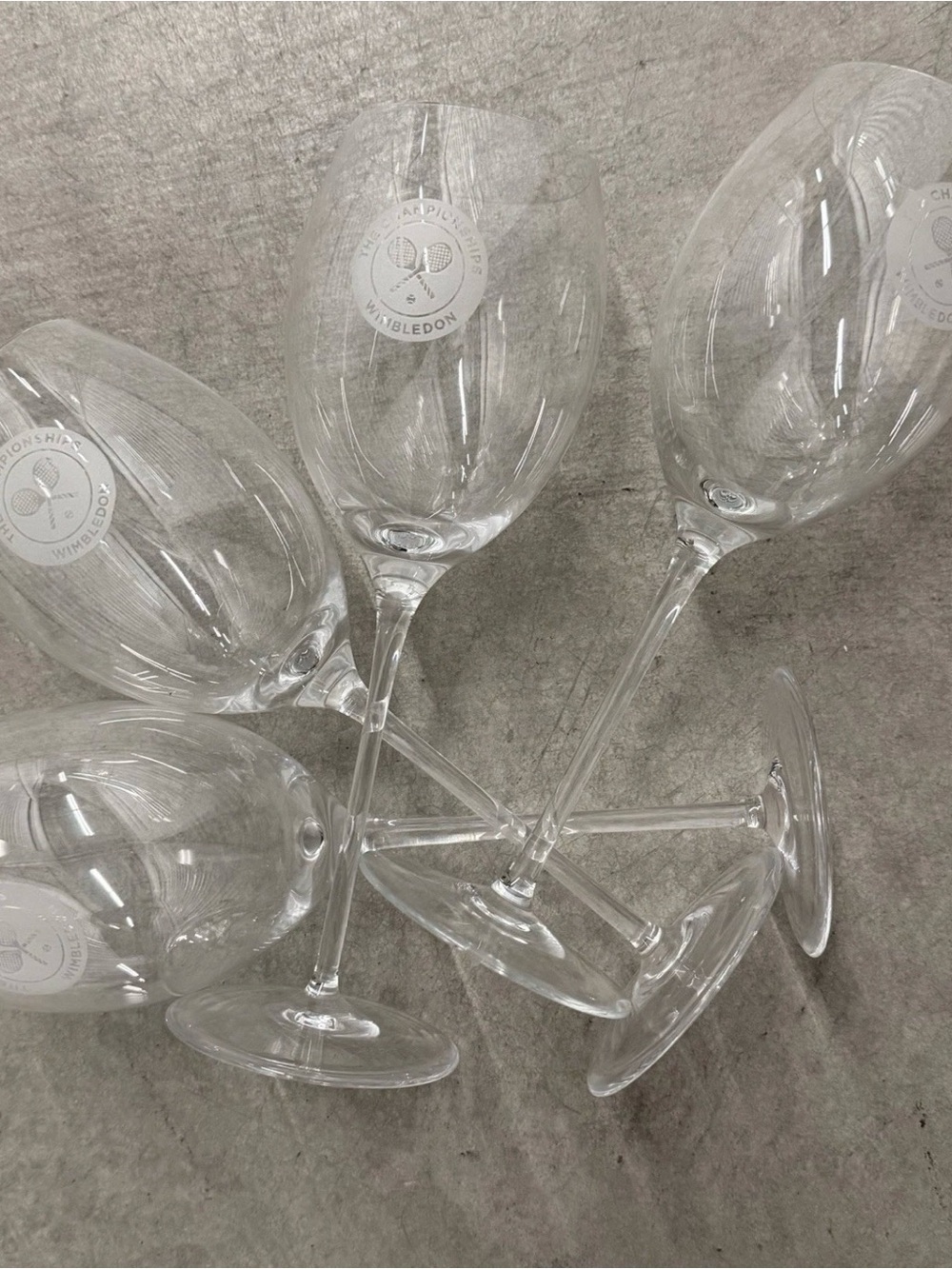 Set of 4 Wimbledon Crystal Wine Glasses with Etched Logo